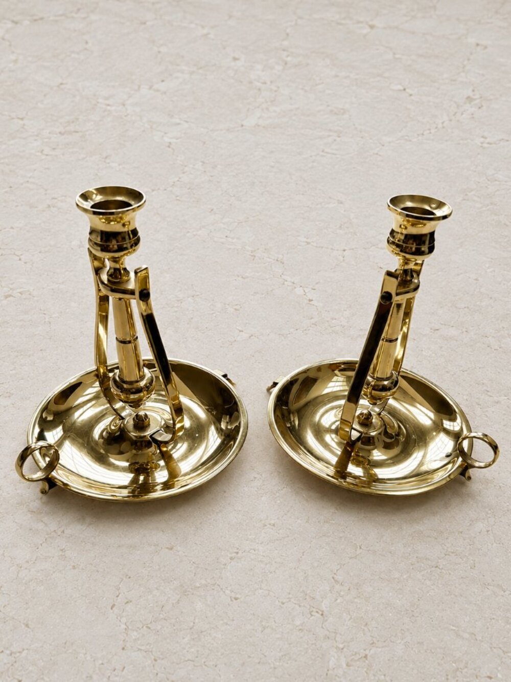 PAIR of Solid Brass Sconce Candlesticks for table top or wall